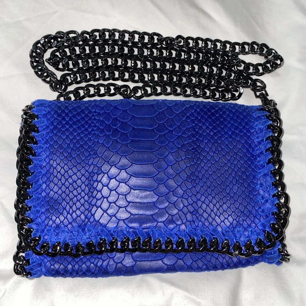 Borse In Pelle Blue Crossbody Italian Faux Croc